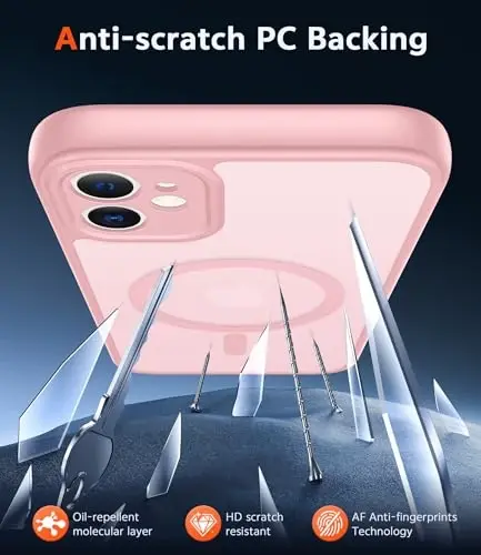 FNTCASE для iPhone 11 Чехол Матовый: Магнитные Чехлы для Телефона Совместимы с Magsafe Тонкий Анти-Желтый Военный Класс Защита от Падения Прочный Ударопрочный Защитный Полупрозрачный Чехол (C-Розовый) - 5