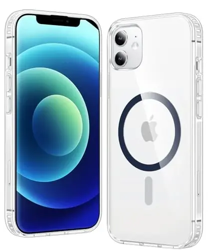 FNTCASE для iPhone 12 Case Clear: iPhone 12 Pro Case Magnetic Phone Cases Compatible with Magsafe Slim Anti Yellowing Rugged Protective Transparent Cell Phone Cover (D-Sapphire Blue) 