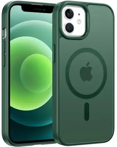 FNTCASE для iPhone 12 Чехол: для iPhone 12 Pro Магнитный матовый текстурированный военный класс Защита от падений Полупрозрачный чехол для телефона - Тонкий прочный противоударный защитный бампер - 1