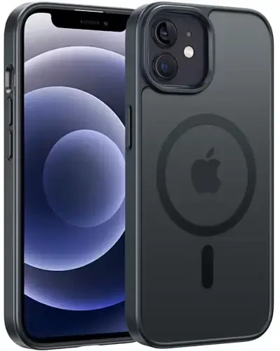 FNTCASE для iPhone 12: для iPhone 12 Pro Магнитный матовый текстурированный военный класс Защита от падения Полупрозрачный чехол - Тонкий прочный противоударный защитный бампер - 1