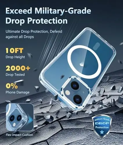 FNTCASE для iPhone 13 Mini Case: iPhone 12 Mini Case Clear Magnetic Phone Cases Compatible with Magsafe Slim Anti Yellowing Military Grade Drop Rugged Protective Transparent Cell Cover (A-Clear) - 4