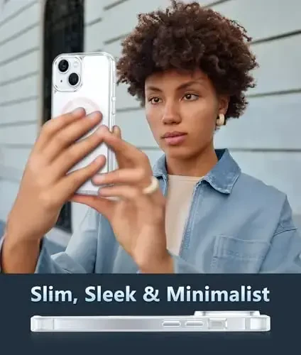 FNTCASE для iPhone 13 Mini Case: iPhone 12 Mini Case Clear Magnetic Phone Cases Compatible with Magsafe Slim Anti Yellowing Military Grade Drop Rugged Protective Transparent Cell Cover (D-Pink) - 6