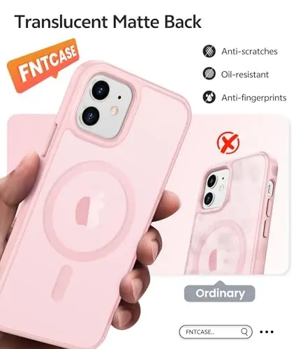 FNTCASE для iPhone 13 Mini: iPhone 12 Mini Магнитный матовый чехол военного класса для защиты от падений Полупрозрачный чехол для телефона - Тонкий прочный противоударный бампер 