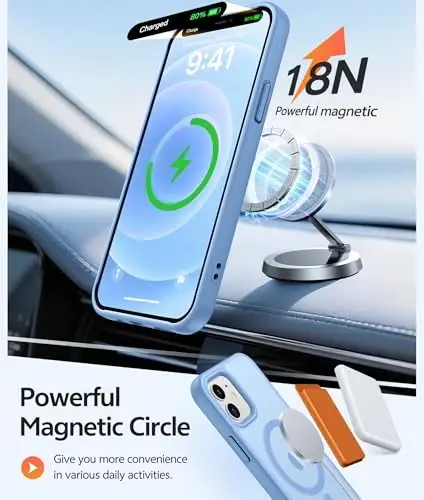 FNTCASE для iPhone 13 Mini: iPhone 12 Mini Магнитный матовый чехол военного класса с защитой от падений, полупрозрачный чехол для телефона - тонкий прочный противоударный бампер - 3