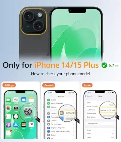FNTCASE для iPhone 14 Plus: для iPhone 15 Plus Магнитный матовый текстурированный военный класс защиты от падения Полупрозрачный чехол для телефона - Тонкий противоударный защитный бампер для телефона - 2