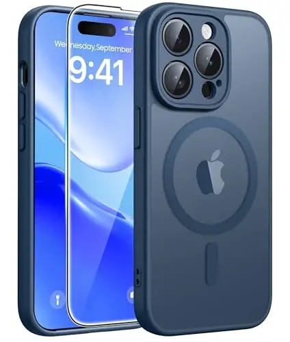 FNTCASE для iPhone 14 Pro: Магнитный матовый полупрозрачный военный класс защита от падений чехол для телефона | Противоударный тонкий прочный прочный защитный бампер 