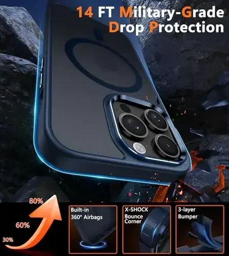 FNTCASE для iPhone 14 Pro Max Чехол Матовый: Магнитный Тонкий Полупрозрачный Противоударный Чехол для Телефона | Военный Класс Ударопрочный Жесткий Защитный Бампер для Телефона - 6