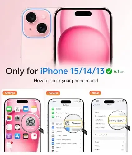 FNTCASE для iPhone 15: для iPhone 14 и iPhone 13 | Магнитный матовый полупрозрачный тонкий противоударный чехол | Защитный чехол для телефона военного класса - Розово-красный - 2