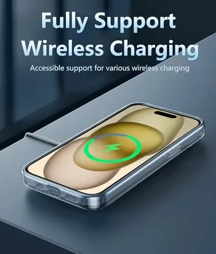 FNTCASE для iPhone 15 Plus: прозрачные чехлы, совместимые с Magsafe, тонкие, не желтеют, военный класс защиты от падений, прочные, противоударные, прозрачные чехлы для телефонов (B-Clear) - 5