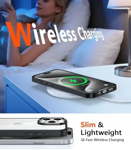 FNTCASE для iPhone 15 Pro-Max Чехол Прозрачный: Тонкие чехлы для телефонов, защита от пожелтения военного класса, прочный противоударный защитный чехол для сотового телефона (D-Black Transparent) - 5
