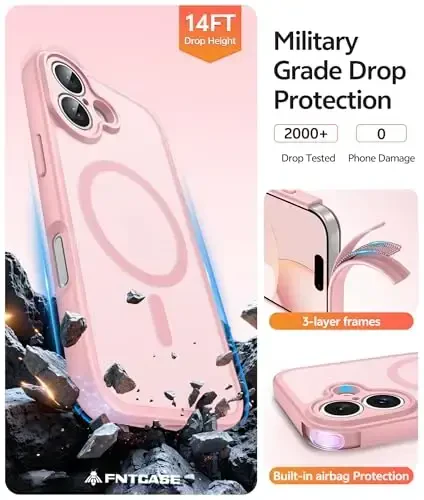 FNTCASE для iPhone 16 Чехол для телефона: Магнитный Полупрозрачный Матовый Ударопрочный Тонкий Чехол для телефона - Военный Класс Защиты от Падений Твердая Задняя Крышка Защитный Чехол от Отпечатков Пальцев - 5