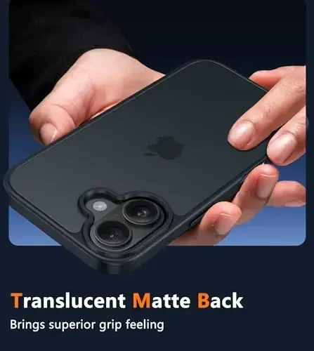 FNTCASE для iPhone 16 Plus: матовый текстурированный тонкий легкий полупрозрачный противоударный чехол для телефона военного класса - прочный защитный бампер - 5