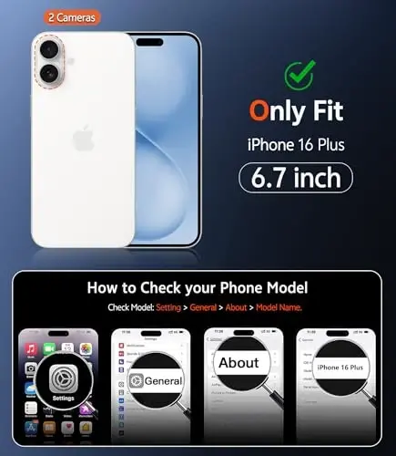 FNTCASE для iPhone 16 Plus: прозрачные магнитные чехлы с защитной пленкой, совместимые с Magsafe, тонкие, не желтеющие, прочные, противоударные, прозрачные чехлы для телефонов (B-Blue) - 2