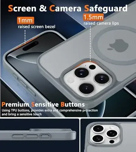 FNTCASE для iPhone 16 Pro: Магнитный матовый полупрозрачный противоударный чехол для телефона военного класса | Тонкий прочный бампер - 6