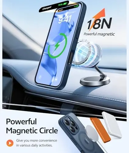 FNTCASE для iPhone 16 Pro: Магнитный матовый полупрозрачный противоударный чехол для телефона военного класса | Тонкий прочный бампер с надежной защитой - 3