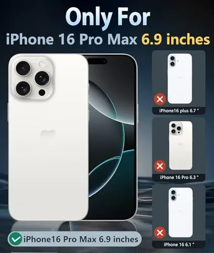 FNTCASE для iPhone 16 Pro-Max: поддержка управления камерой, магнитная защита военного класса от падений, чехол для телефона - прочные противоударные прозрачные чехлы (B-Clear) - 4