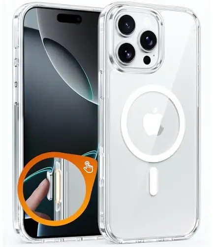 FNTCASE для iPhone 16 Pro: прозрачные магнитные чехлы, совместимые с Magsafe, тонкие, не желтеющие, противоударные, прочные, прозрачные (D-прозрачный магнитный) - 4