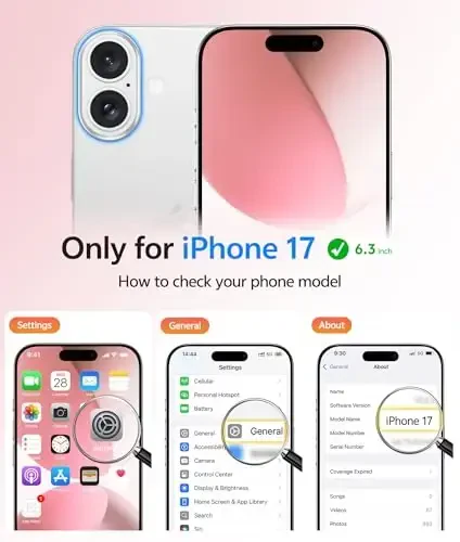 FNTCASE для iPhone 17 Чехол: Магнитный Полупрозрачный Матовый [Полная Защита Камеры] [Защитная Пленка] Военный Класс Ударопрочный Тонкий Чехол Защитные Чехлы от Падений - Светло-розовый - 1