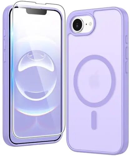 FNTCASE для iPhone 17e и iPhone 16e Чехол Матовый: Магнитные чехлы для телефонов с защитной пленкой Защита от падений Совместимость с Magsafe Тонкий Защитный Полупрозрачный чехол для мобильного телефона против пожелтения (C-Purple) - 1