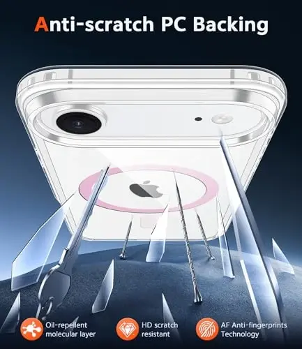 FNTCASE для iPhone Air Case: Clear Anti Yellowing Magnetic Military Grade Drop Protection Cell Phone Cover - Rugged Shockproof Protective Bumper Transparent Phonecase (D-Pink) - 5