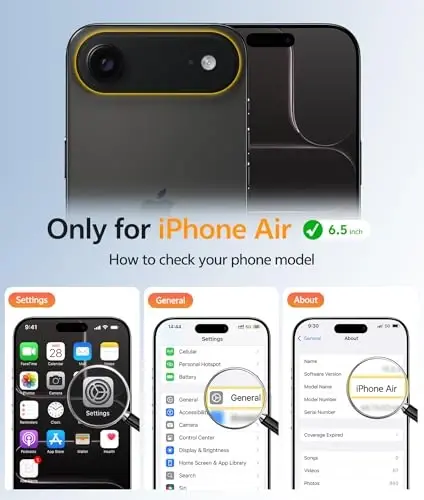 FNTCASE для iPhone Air Case: Magnetic Translucent Matte [Full Covered Camera Protection] [Screen Protector] Military Shockproof Slim Cover Drop Proof Protective 17 Air 2025 Phone Cases - Black - 2