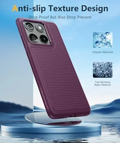 FNTCASE for Motorola Edge 2025 Case: Dual Layer Protective Lightweight Duty Cell Phone Cover Shockproof Rugged with Non Slip Textured Back - Military Protection Bumper Tough - 6.7inch (Burgundy) - 5