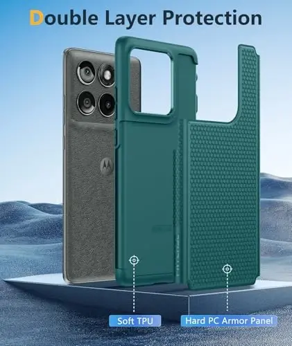 FNTCASE для Motorola Edge 2025: Двухслойный защитный легкий чехол для телефона, ударопрочный, прочный, с нескользящей текстурированной задней панелью - Прочный бампер для защиты в стиле милитари - 6,7 дюйма (зеленый) - 3