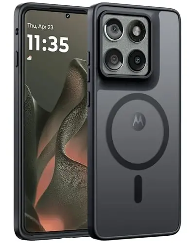 FNTCASE для Motorola Edge-2025 Магнитный чехол: матовая текстурированная защита военного класса от падений, полупрозрачный чехол для сотового телефона — тонкий, прочный, ударопрочный защитный бампер (6,6 дюйма / черный) 