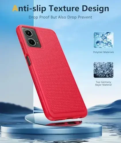 FNTCASE для Motorola Moto G-5G-2024: Двухслойный прочный защитный чехол для телефона, противоударный, нескользящий текстурированный - военный бампер для защиты от падений, прочный чехол (красный) - 5