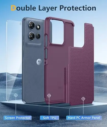FNTCASE для Motorola Moto G-5G-2025: чехол Moto G Power 2025, двухслойный защитный прочный чехол для телефона, противоударный, прочный, с нескользящей текстурой - военный защитный бампер для Moto G 2025 - 3