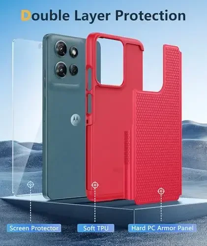 FNTCASE для Motorola Moto G-5G-2025: Moto G Power 2025, двухслойный защитный чехол для телефона, противоударный, прочный, с нескользящей текстурой - военный бампер для Moto G 2025 - 3