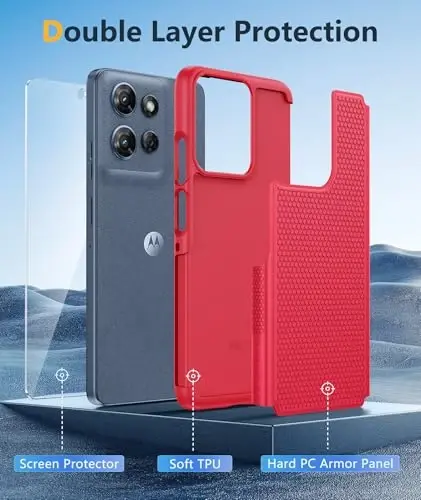 FNTCASE для Motorola Moto G-5G-2025: Moto G Power 2025, двухслойный защитный чехол для телефона, противоударный, прочный, с нескользящей текстурой - военный бампер для Moto G 2025 - 3