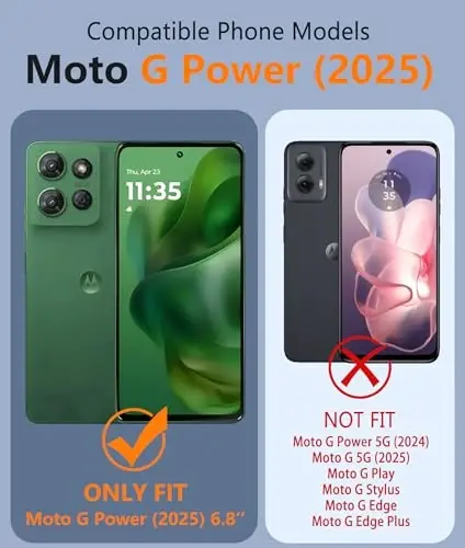 FNTCASE для Motorola Moto G-Power-5G-2025: Двухслойный прочный чехол для телефона, противоударный, с нескользящей текстурированной задней панелью - военная защита, прочный бампер 6,8 дюйма (синий) - 2