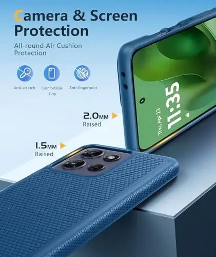 FNTCASE для Motorola Moto G-Power-5G-2025: Двухслойный прочный чехол для телефона, противоударный, с нескользящей текстурированной задней панелью - военная защита, прочный бампер 6,8 дюйма (синий) 