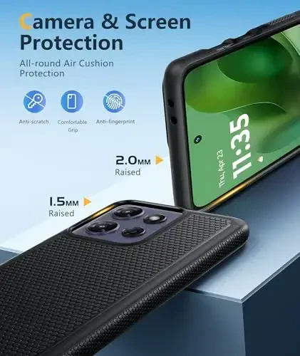 FNTCASE для Motorola Moto G-Power-5G-2025: Двухслойный прочный чехол для телефона, противоударный, с текстурированной нескользящей задней панелью - Прочная защита бампера, 6,8 дюйма (черный) - 6
