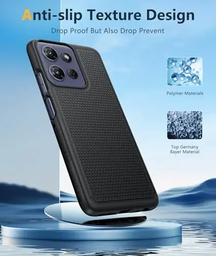 FNTCASE для Motorola Moto G-Power-5G-2025: Двухслойный прочный чехол для телефона, противоударный, с текстурированной нескользящей задней панелью - Прочная защита бампера, 6,8 дюйма (черный) - 5