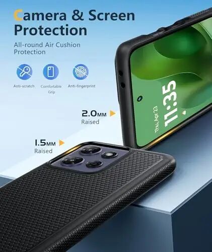 FNTCASE для Motorola Moto G-Power-5G-2025: Двухслойный прочный чехол для телефона, противоударный, с текстурированной нескользящей задней панелью - Прочная защита бампера, 6,8 дюйма (черный) - FNTCASE