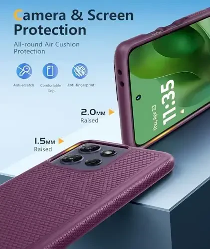 FNTCASE для Motorola Moto G-Power-5G-2025: двухслойный прочный защитный чехол для телефона, противоударный, нескользящая текстурированная задняя панель - военный защитный бампер, прочный 6,8 дюйма (бургундский фиолетовый) - 6