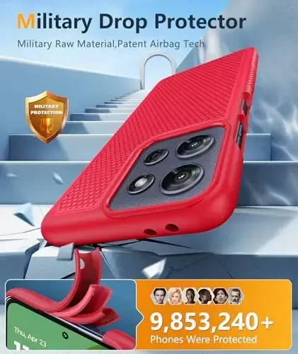 FNTCASE для Motorola Moto G-Power-5G-2025: двухслойный защитный чехол для телефона, противоударный, прочный, с нескользящей текстурированной задней панелью - прочный бампер для защиты, 6,8 дюйма (красный) - 4