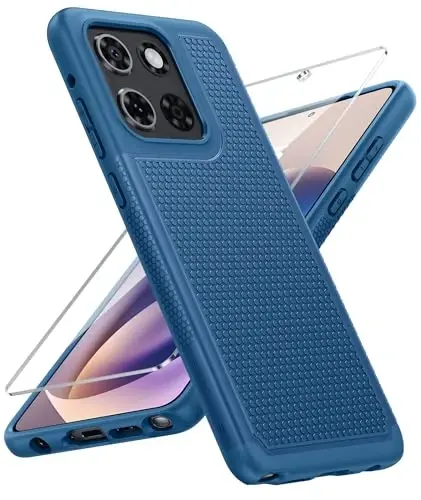 FNTCASE для Motorola Moto G-Stylus-5G-2025: двухслойный защитный чехол для телефона, ударопрочный, прочный, с нескользящей текстурированной задней панелью - прочный бампер военной защиты - 6,7 дюйма (синий) 