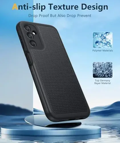 FNTCASE для Samsung Galaxy A14 5G: Двойной слой защиты, противоударный прочный чехол для телефона с нескользящей текстурированной задней панелью - надежная защита в стиле милитари - 2023, 6,6 дюйма (матовый черный) - 5