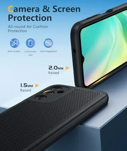 FNTCASE для Samsung Galaxy A14 5G: Двойной слой защиты, противоударный прочный чехол для телефона с нескользящей текстурированной задней панелью - надежная защита в стиле милитари - 2023, 6,6 дюйма (матовый черный) - 1
