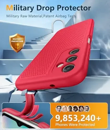 FNTCASE для Samsung Galaxy A14 5G: двухслойный защитный чехол для телефона, противоударный, прочный, с нескользящей текстурированной задней панелью - надежный бампер с защитой, как у военных - 2023, 6,6 дюйма (красный) - 4