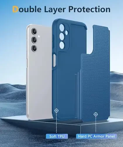 FNTCASE для Samsung Galaxy A14 5G: двухслойный защитный чехол для телефона, ударопрочный, прочный, с нескользящей текстурированной задней панелью - прочный бампер для военной защиты - 2023, 6,6 дюйма (синий) - 3