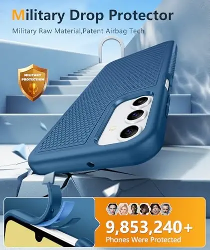 FNTCASE для Samsung Galaxy A15-5G: Двойной слой, защита от ударов, прочный чехол, нескользящая текстура, военная защита, бампер, 2024, 6.5 дюйма, синий - 4