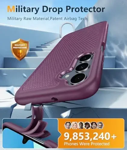 FNTCASE для Samsung Galaxy A16-5G: двухслойный защитный чехол для телефона с текстурированной задней панелью - противоударный, прочный, военный класс защиты от падений (бордово-фиолетовый) - 5