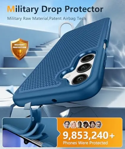 FNTCASE для Samsung Galaxy A25: чехол Galaxy A25 5G, двухслойный защитный чехол для телефона, прочный, полноразмерный, защита от падений, ударопрочный чехол для телефона (синий) - 3