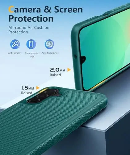 FNTCASE для Samsung Galaxy A26-5G: двухслойный защитный чехол для телефона, ударопрочный, прочный, с нескользящей текстурированной задней панелью - прочный бампер военной защиты - 2025, 6,7 дюйма (зеленый) 