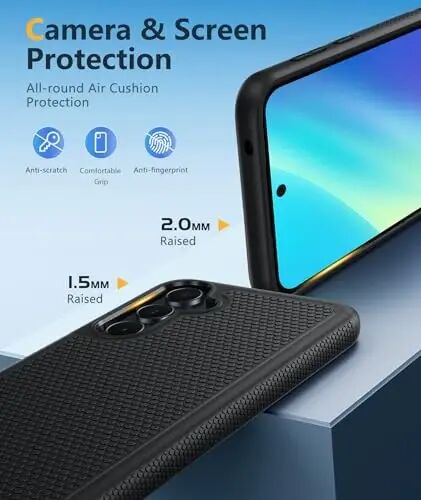 FNTCASE для Samsung Galaxy A35-5G: двухслойный защитный чехол для телефона, ударопрочный, прочный, с нескользящей текстурированной задней панелью - прочный бампер для военной защиты - 2024, 6,6 дюйма, черный 