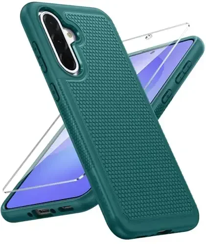 FNTCASE для Samsung Galaxy A36-5G: A56-5G Dual Layer Protective Heavy Duty Cell Phone Cover Shockproof Rugged with Non Slip Textured Back - Military Protection Bumper Tough 6.7 Inch (Green) - 1